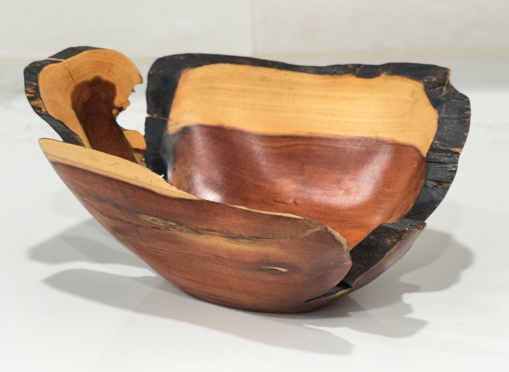 Francisco Tikay Nicaragua Brazil Wood Live Edge Bowl Hand Carved Raw Burl Art 9"